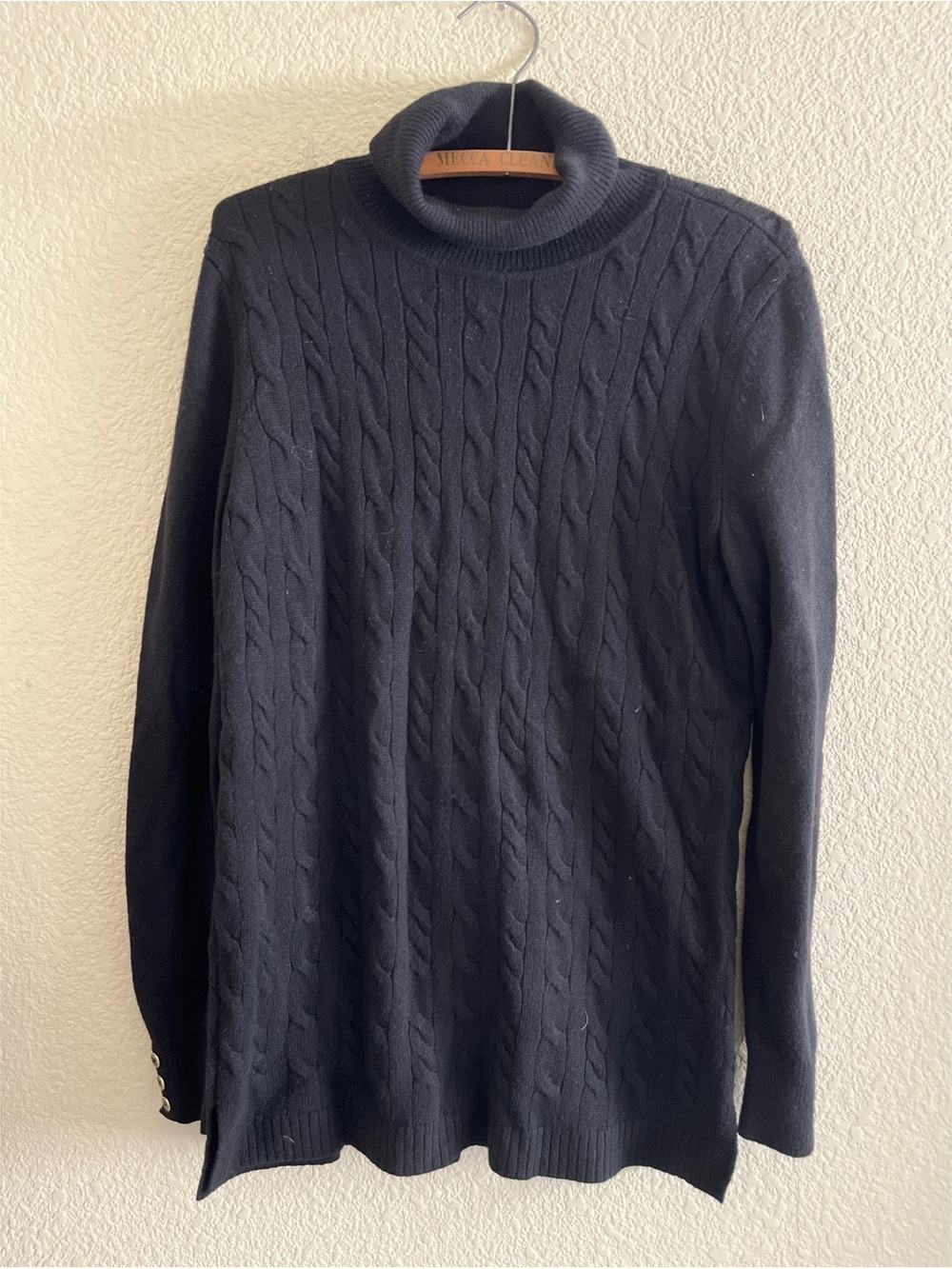 Talbots Black Ribbed Lambswool Blend Turtleneck Women’s Size Medium